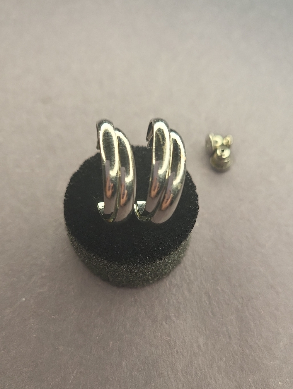 Silver-Tone Double Band Hoop Earrings